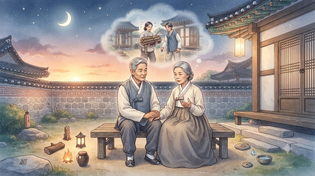 미자는 결혼 초기의 힘든 시기를 회상하며 말했다. 영수는 그 말에 깊이 공감하며,