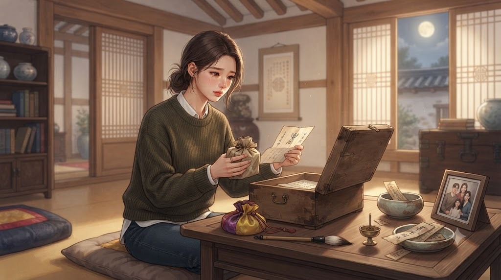 2023년 10월 1일, 미연은 어머니의 유품에서 뜻밖의 메시지를 발견하게 된다