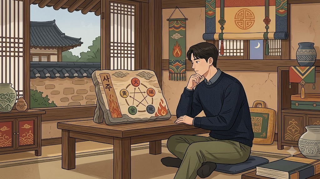 민규의 이야기에서 연애운이 없다는 믿음은 사주에서의 오행 분포와 맞물려 있다.