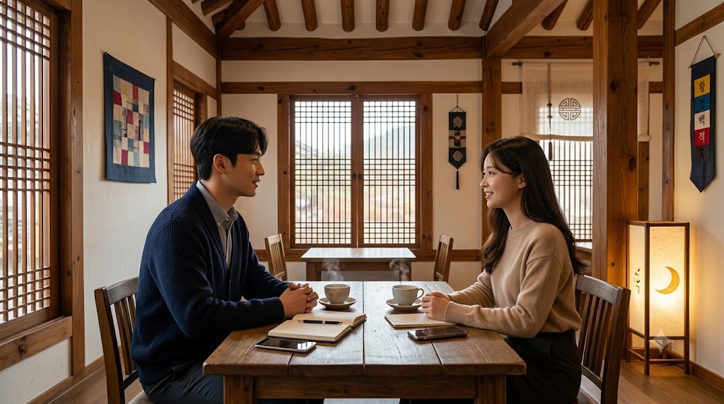 2014년 10월 10일, 서울의 한 카페에서 진수는 우연히 만난 수진과의